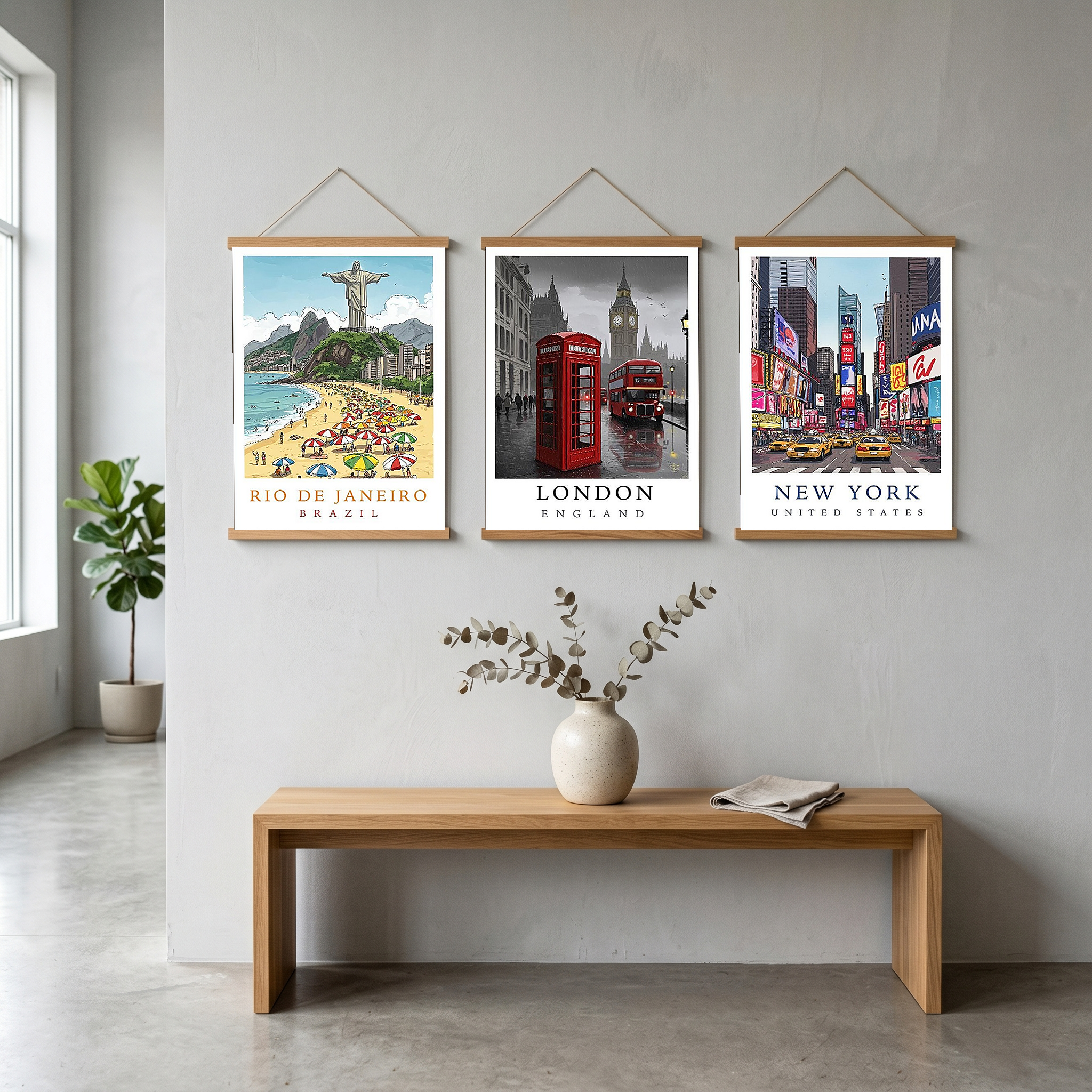Rio de Janeiro Brazil Travel Poster — Christ Redeemer Copacabana Print