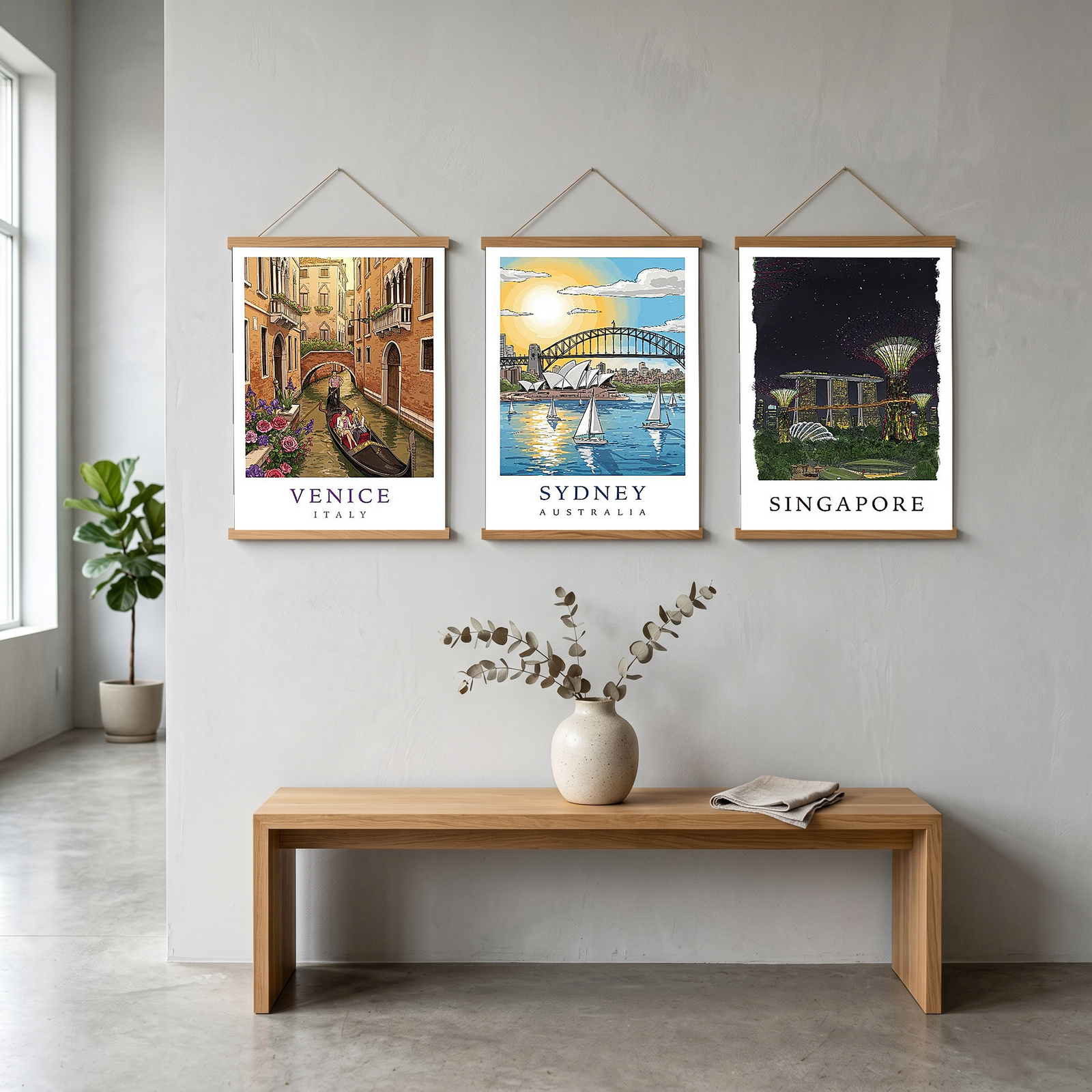 Venice Italy Travel Poster — Gondola Canal Romantic Wall Art Print