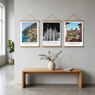 Amalfi Coast Italy Travel Poster — Positano Cliffside Village Print