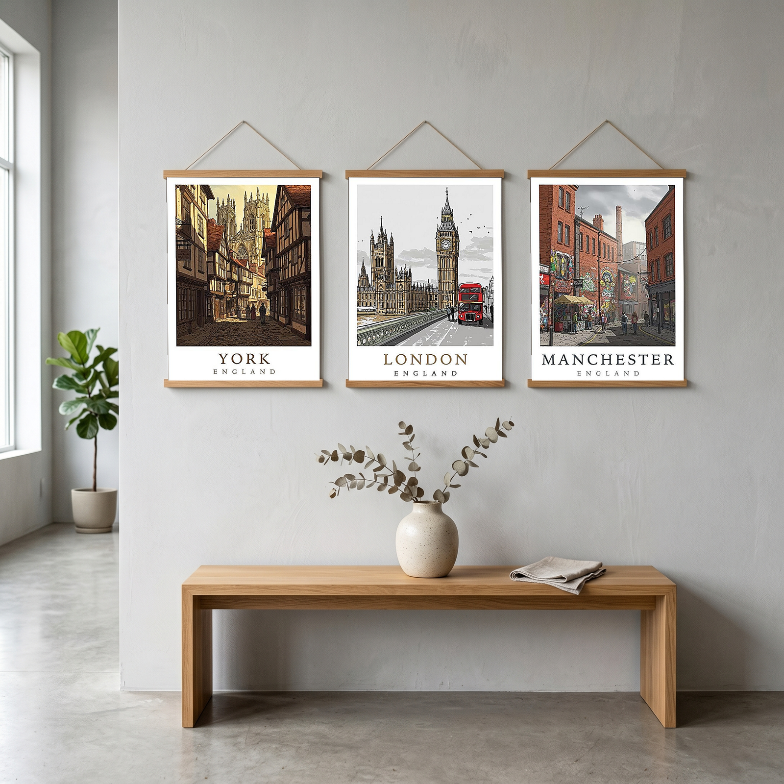 York England Travel Poster — Shambles Medieval City York Minster Print