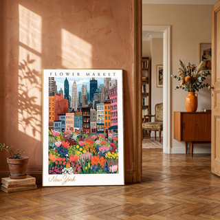 New York Flower Market — Vibrant Cityscape Botanical Wall Art Print
