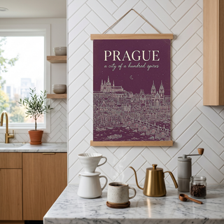 Prague Line Art Print — Plum Castle Charles Bridge Skyline Wall Art