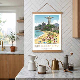 Rio de Janeiro Brazil Travel Poster — Christ Redeemer Copacabana Print