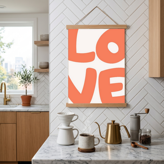 LOVE Poster — Bold Minimalist Typography Orange Wall Art Print