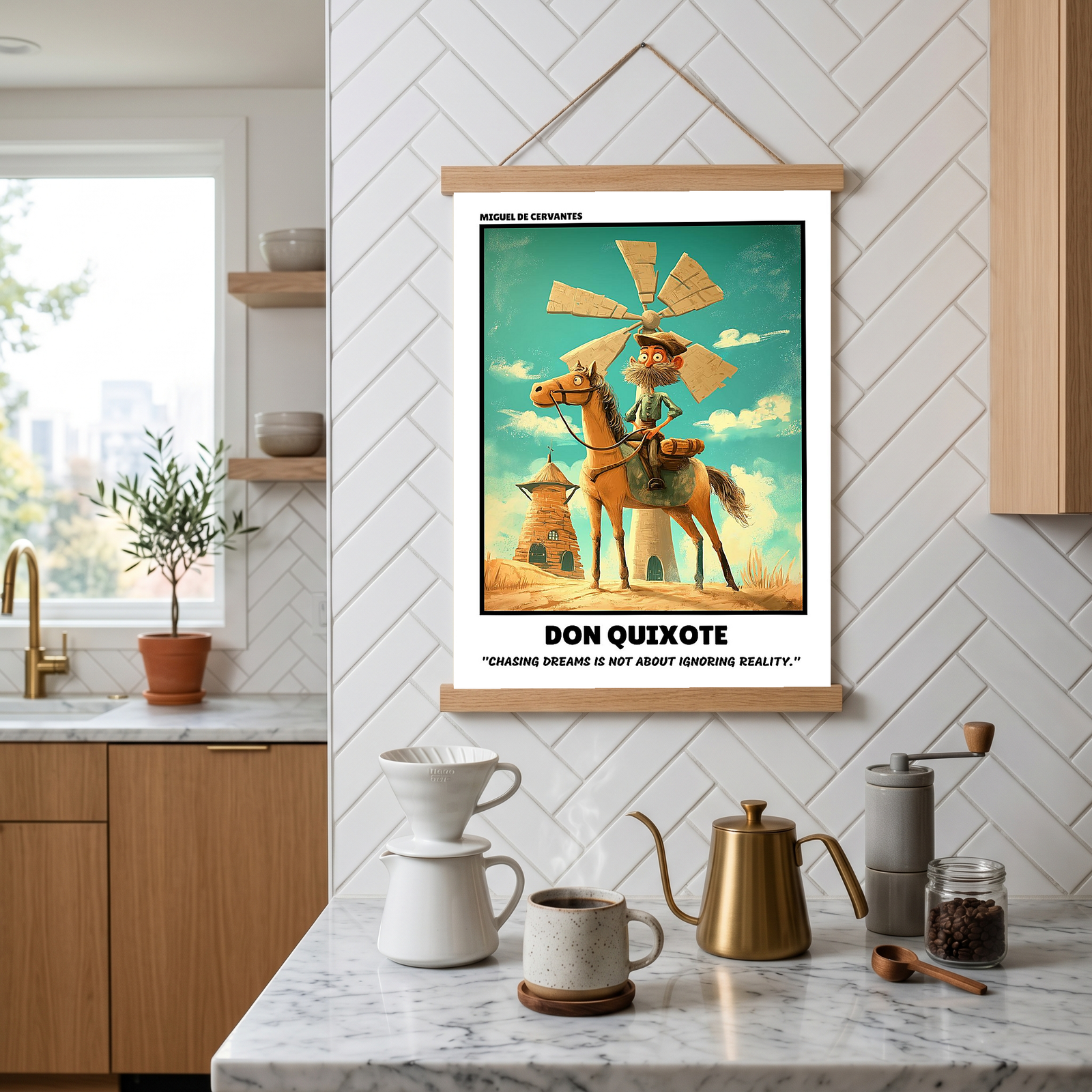 Don Quixote Poster - Chasing Dreams Literary Quote Wall Art Print