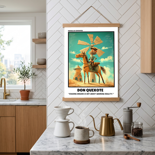 Don Quixote Poster - Chasing Dreams Literary Quote Wall Art Print
