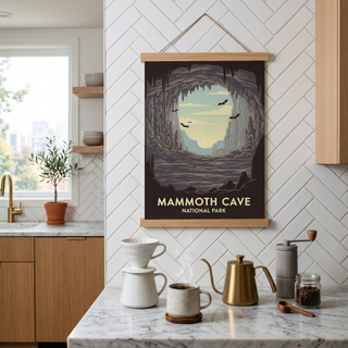 Mammoth Cave National Park Poster — Vintage Kentucky Cave Bat Print