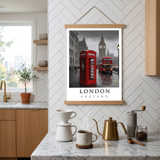 London Travel Poster — Big Ben Red Bus Telephone Box Iconic Print