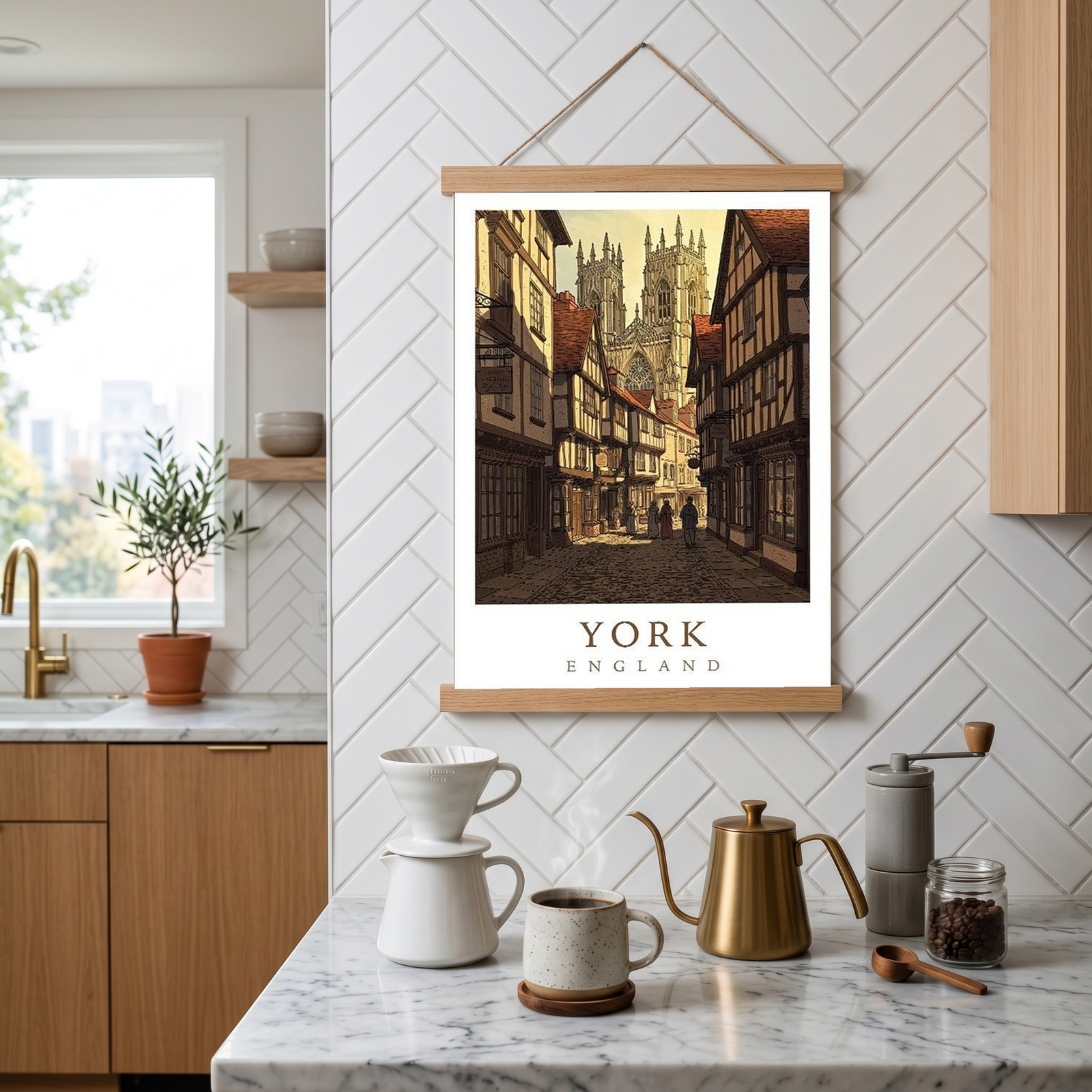 York England Travel Poster — Shambles Medieval City York Minster Print