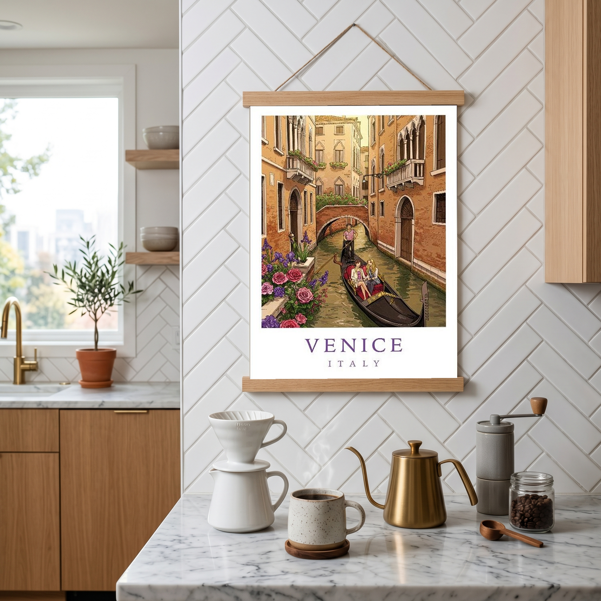 Venice Italy Travel Poster — Gondola Canal Romantic Wall Art Print