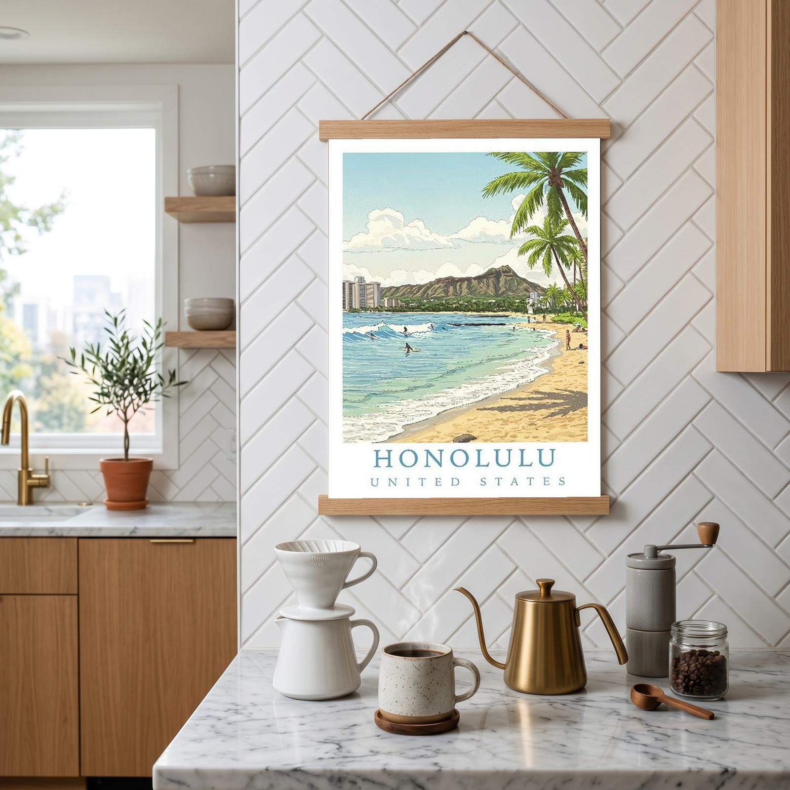 Honolulu Hawaii — Waikiki Beach Diamond Head Wall Art Print