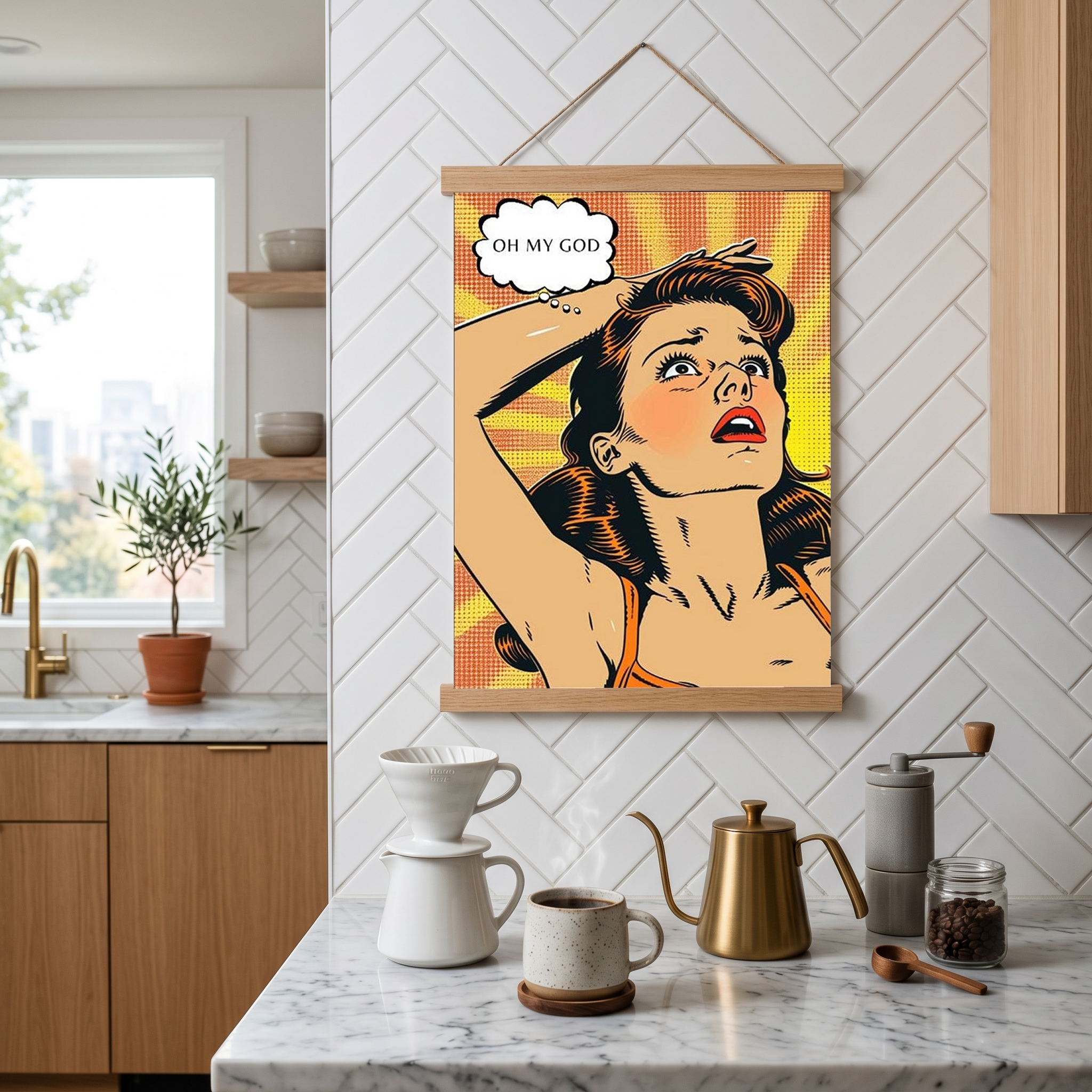 Pop Art Oh My God Poster — Retro Comic Girl Lichtenstein Print