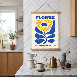 FLOWER Feel the Nature Poster — Mid-Century Botanical Cut-Out Print