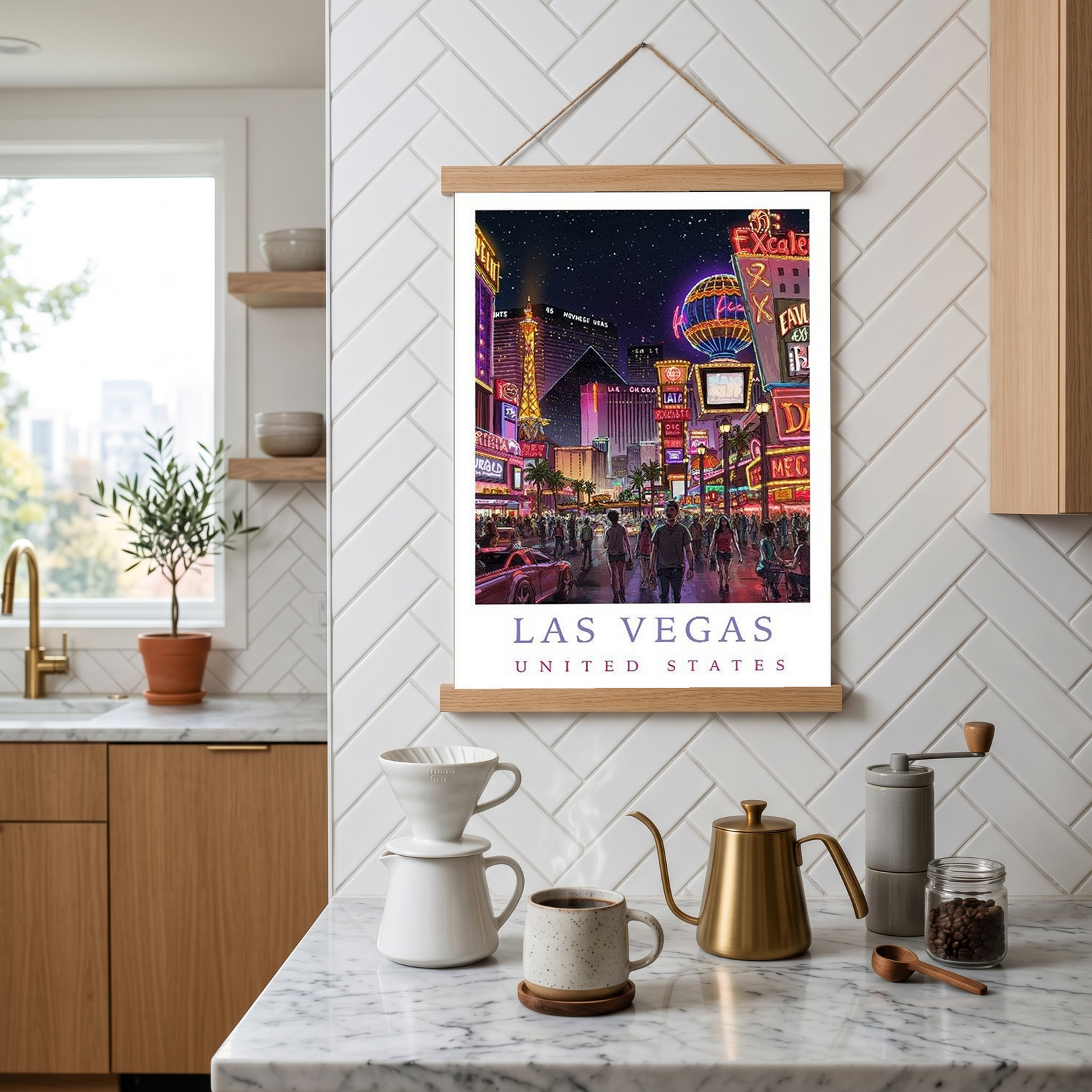 Las Vegas Travel Poster — Neon Strip Night Cityscape Print