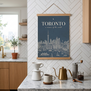 Toronto Line Art Print — Steel Navy CN Tower Skyline Harbourfront Wall Art
