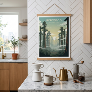 Redwood National Park Poster — Vintage California Towering Forest Print