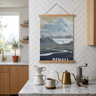 Denali National Park Poster — Vintage Alaska Caribou Mount McKinley Print