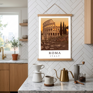 Rome Italy Travel Poster — Colosseum Ancient Ruins Cypress Print