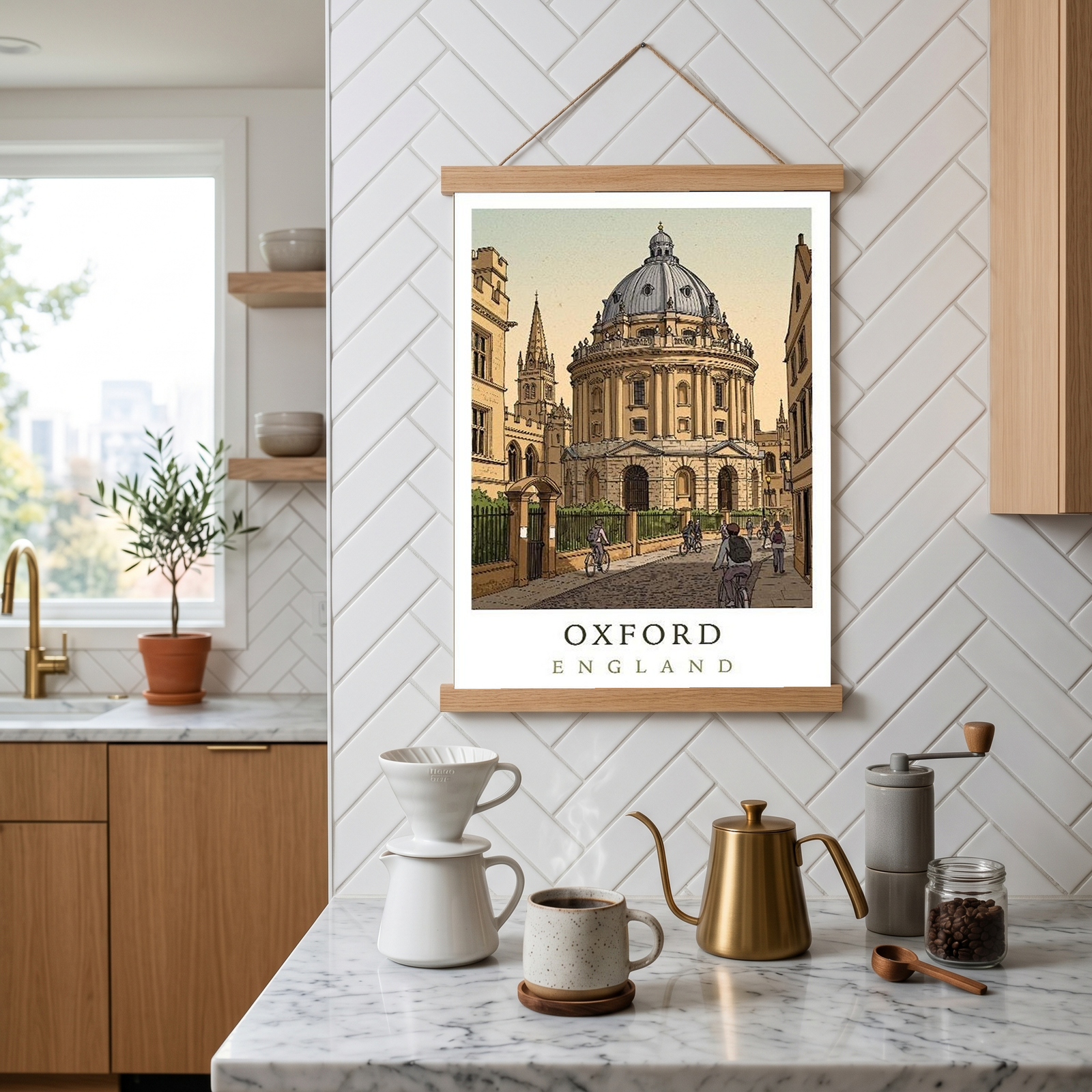 Oxford England Travel Poster — Radcliffe Camera University City Print