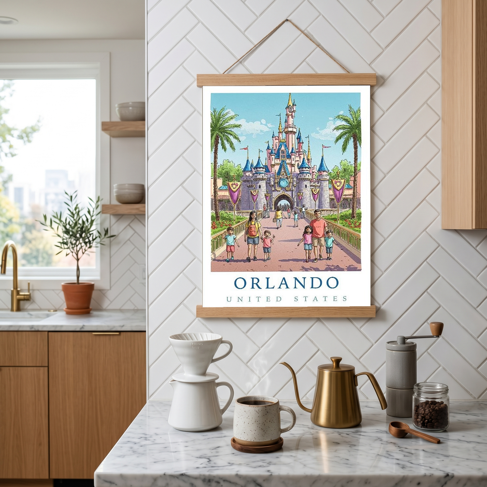 Orlando Florida Travel Poster — Fairy Tale Castle Theme Park Family Print