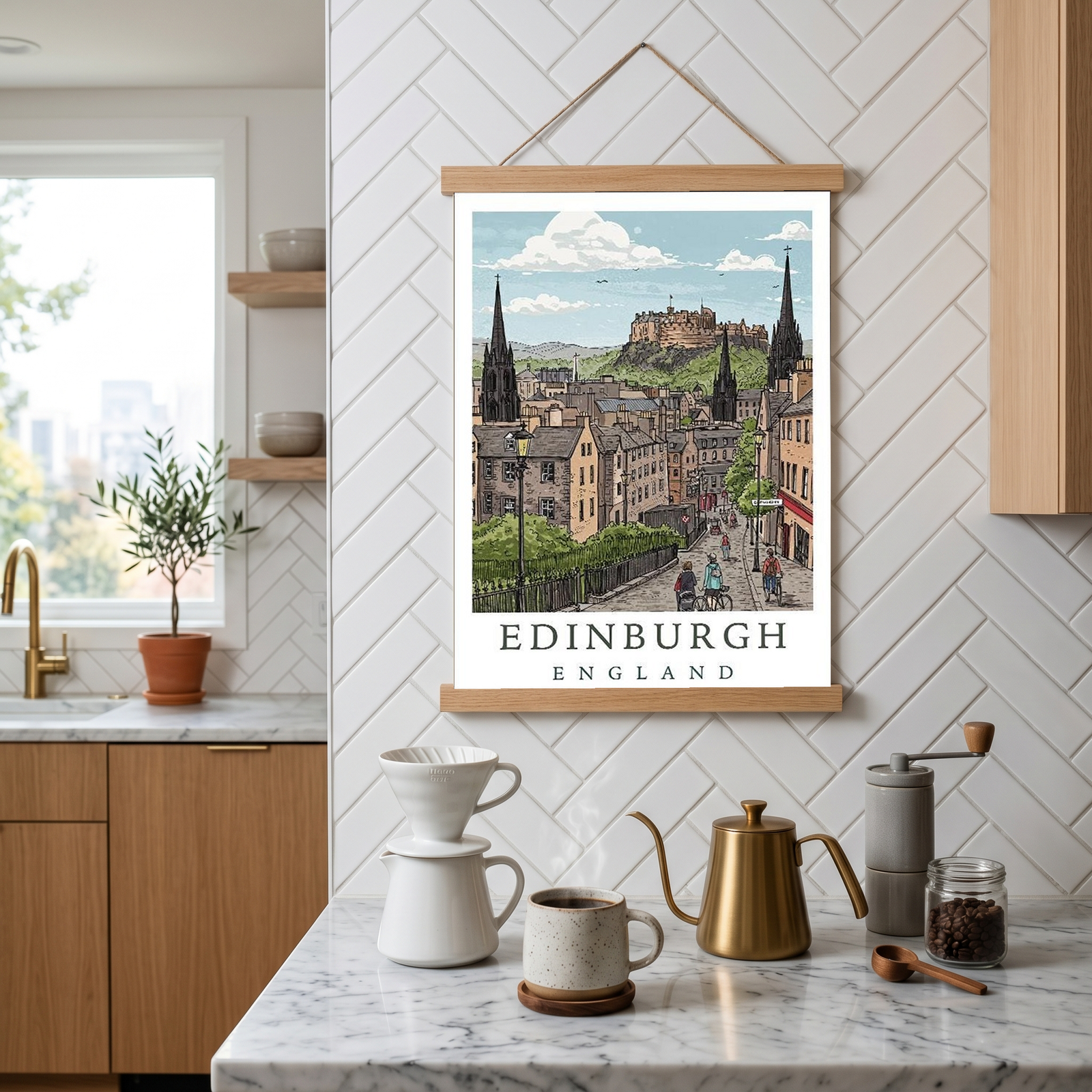 Edinburgh Scotland Travel Poster — Castle Royal Mile Old Town Print