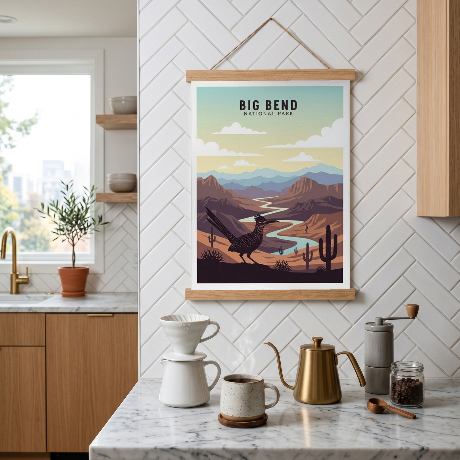 Big Bend National Park Poster — Vintage Texas Roadrunner Rio Grande Print
