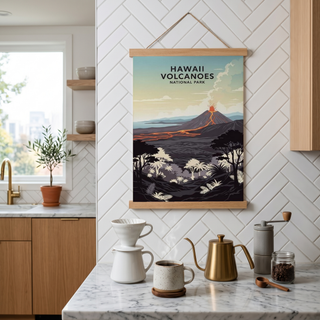Hawaii Volcanoes National Park Poster — Vintage Kilauea Lava Tropical Print