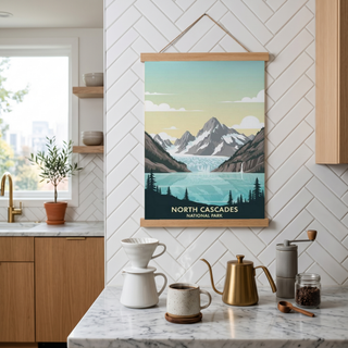 North Cascades National Park Poster — Vintage Washington Glacier Alpine Lake Print