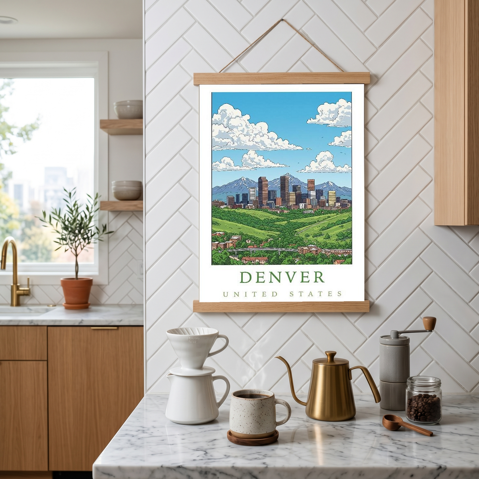 Denver Colorado Travel Poster — Rocky Mountains Mile-High Skyline Print