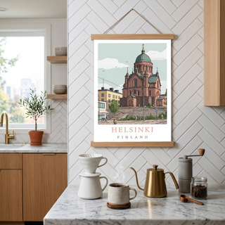 Helsinki Finland Travel Poster — Uspenski Cathedral Nordic City Print