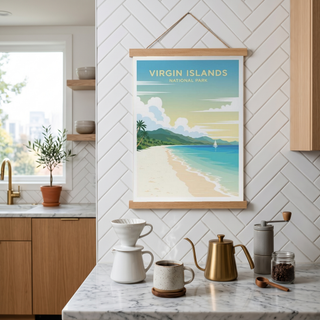 Virgin Islands National Park Poster — Vintage St. John Caribbean Beach Sailboat Print