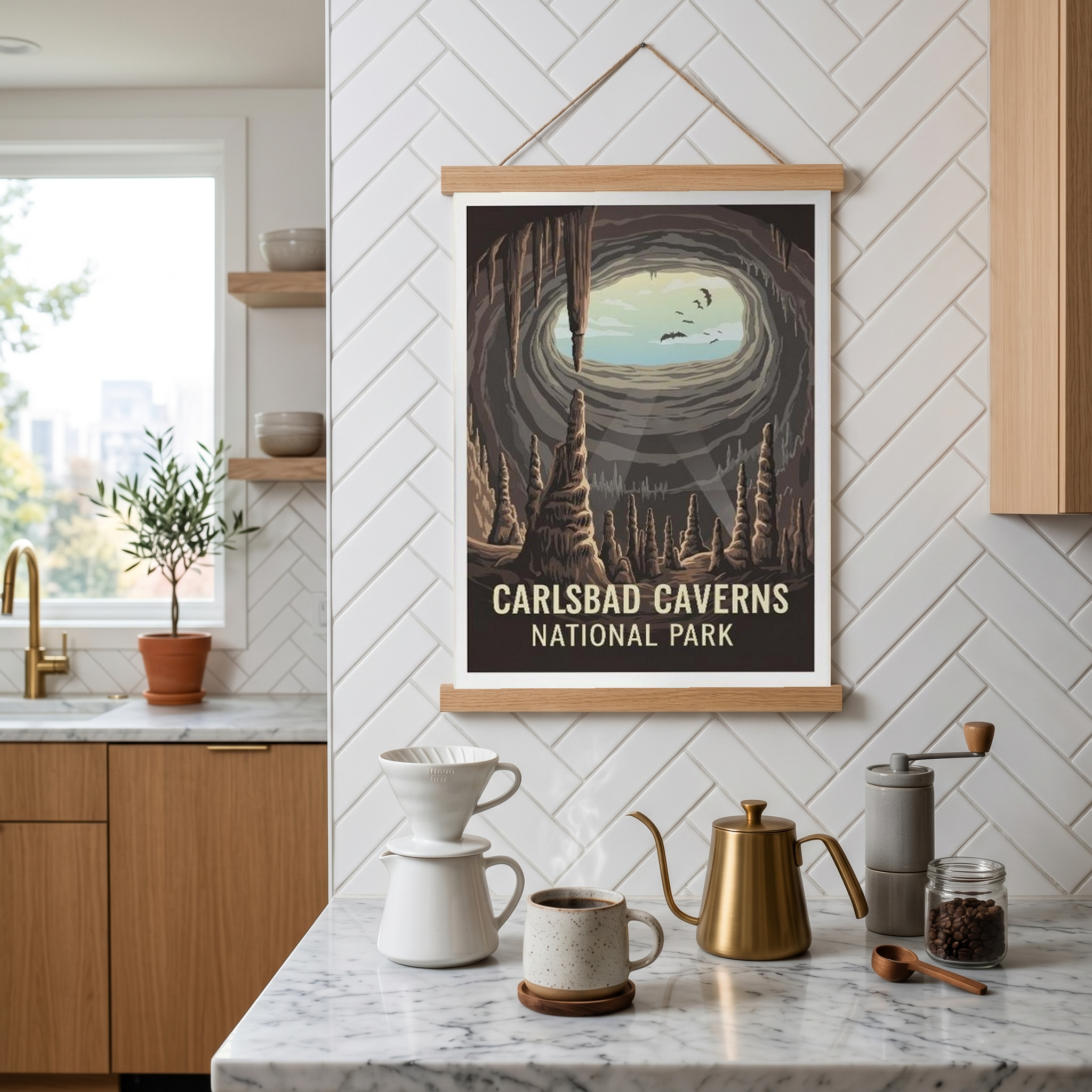 Carlsbad Caverns National Park Poster — Vintage New Mexico Bat Cave Print