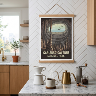Carlsbad Caverns National Park Poster — Vintage New Mexico Bat Cave Print