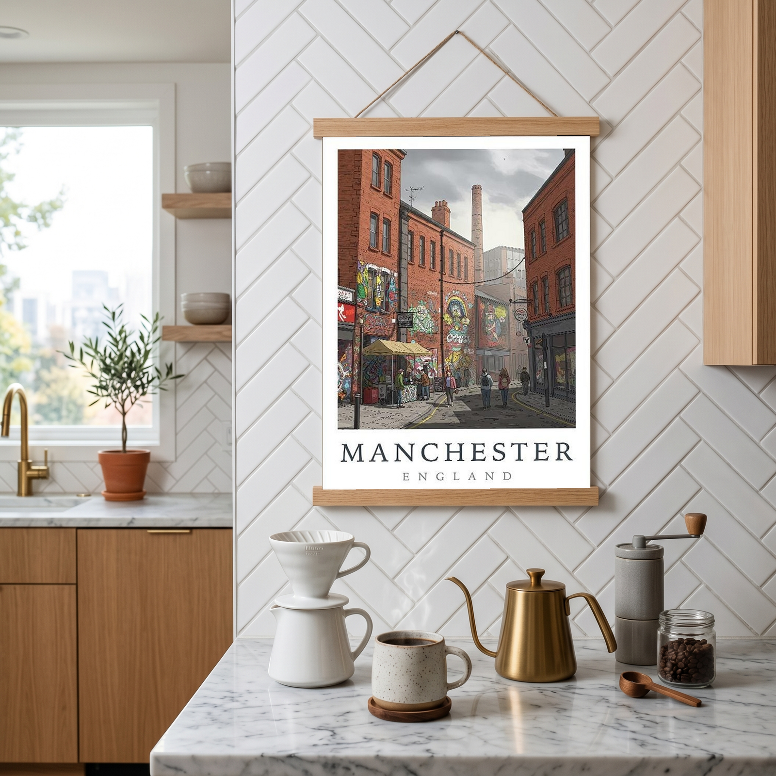 Manchester England Travel Poster — Northern Quarter Street Art Print