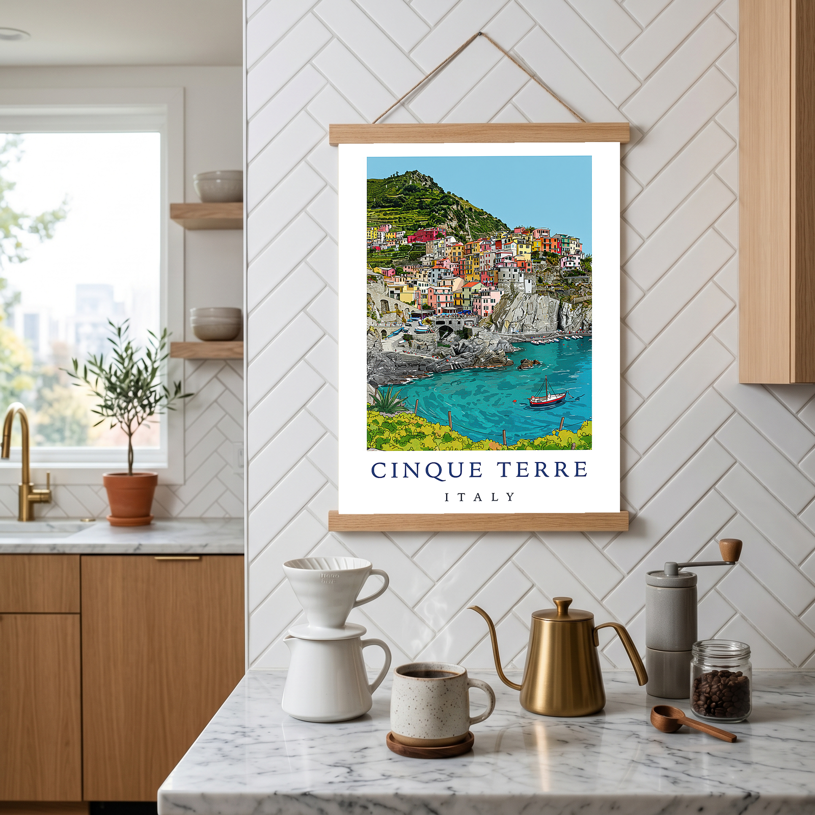 Cinque Terre Italy Travel Poster — Manarola Coastal Village Print