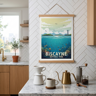 Biscayne National Park Poster — Vintage Florida Coral Reef Lighthouse Print