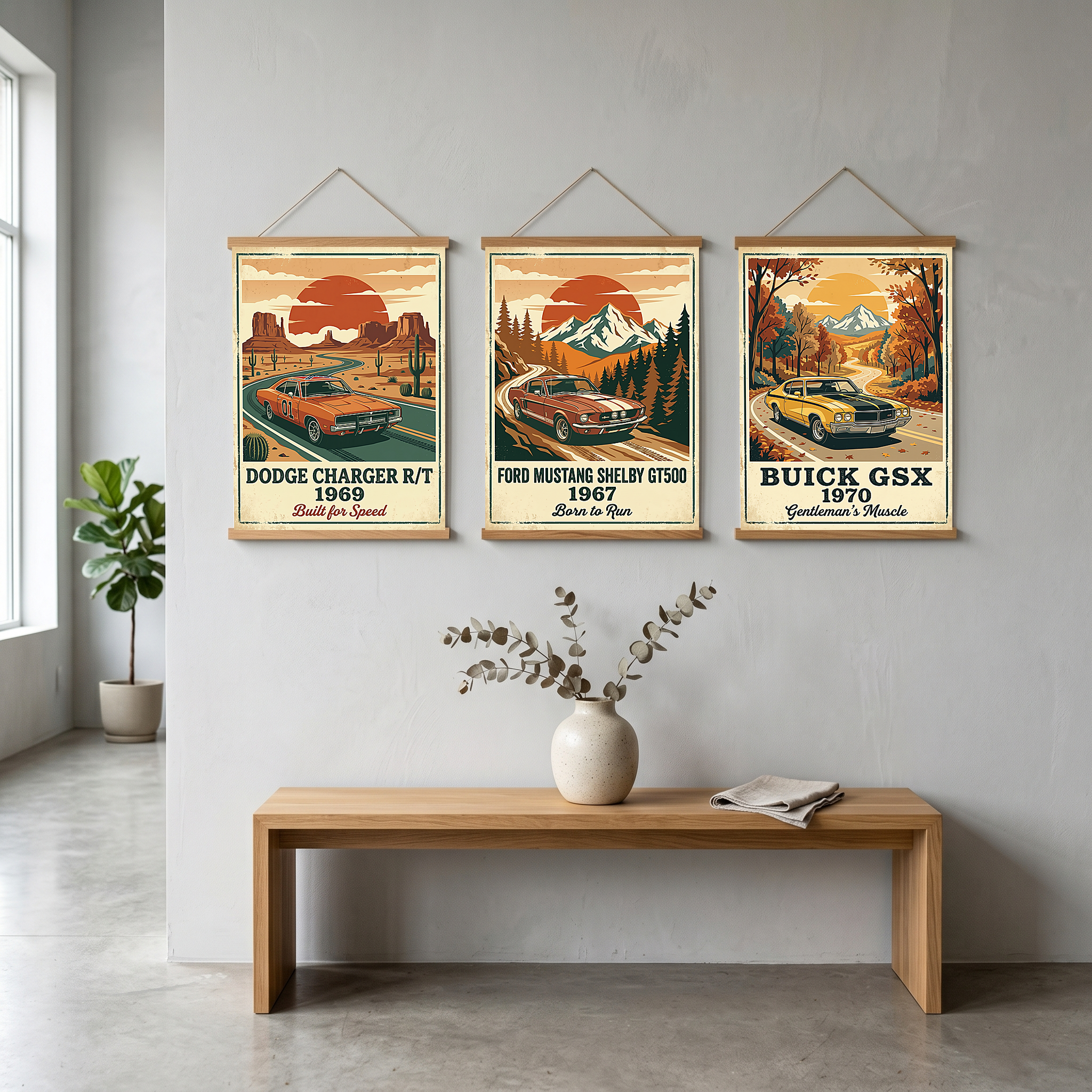 Dodge Charger R/T 1969 Poster — Vintage Muscle Car Monument Valley Print