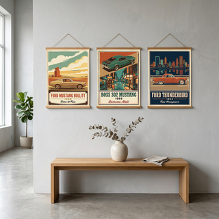 Ford Mustang Bullitt 1968 V2 Poster — Vintage Muscle Country Silo Print