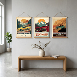 Chevrolet Nova SS 1972 V2 Poster — Vintage Muscle Mountain Pine Winding Road Print