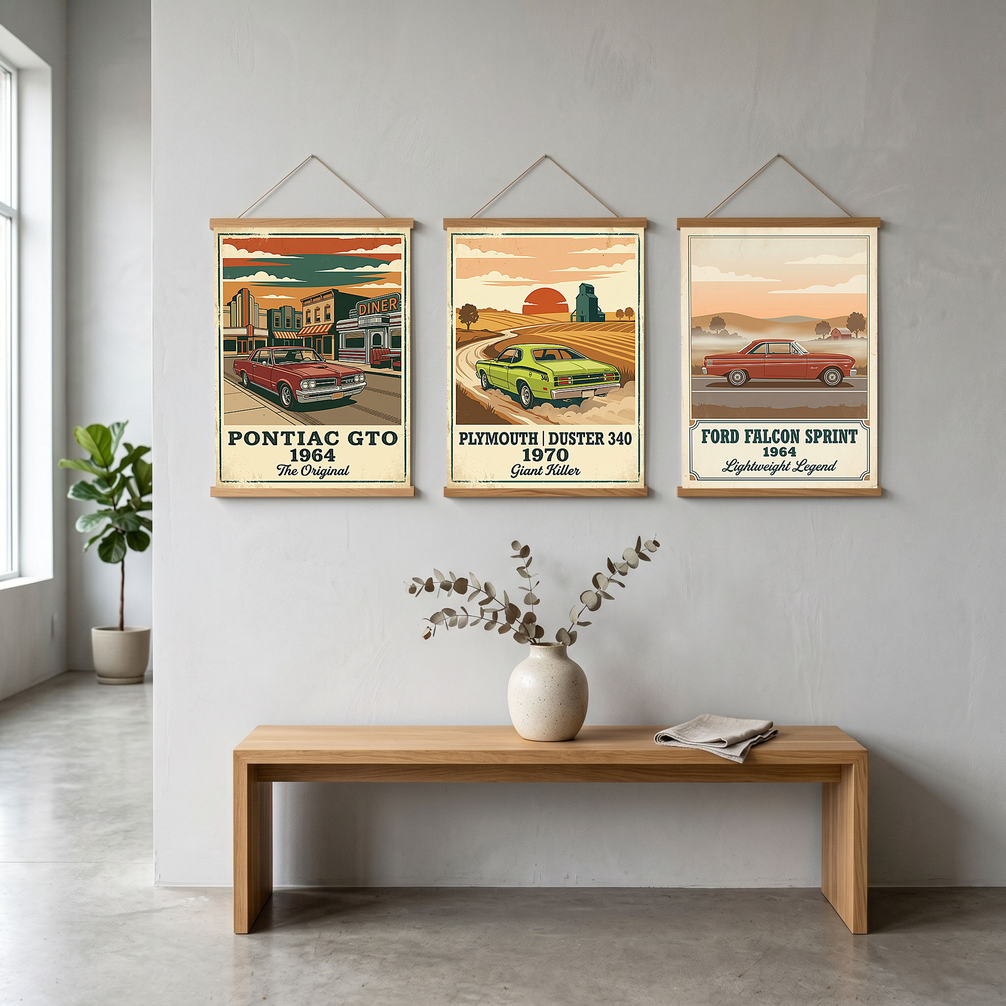 Pontiac GTO 1964 Poster — Vintage Muscle Car Diner Main Street Print