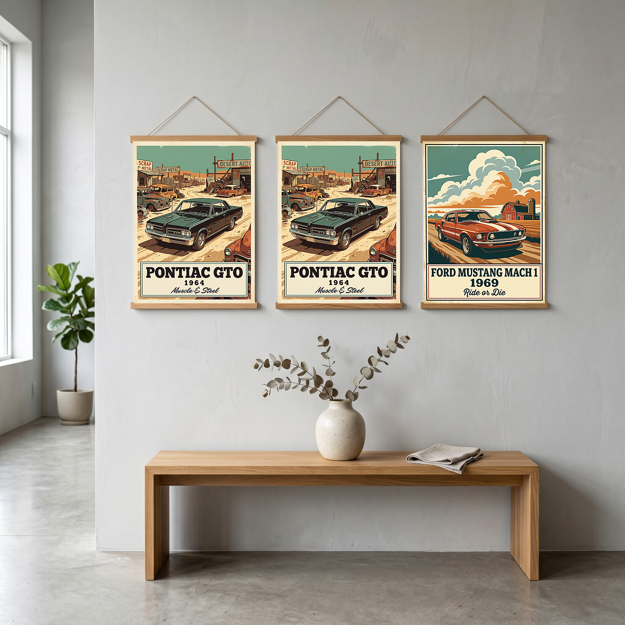 Pontiac GTO 1964 V2 Poster — Vintage Muscle Desert Junkyard Print