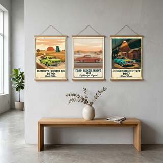 Plymouth Duster 340 1970 Poster — Vintage Muscle Car Country Wheat Print