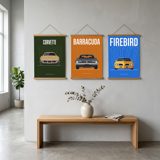 Chevrolet Corvette 1969 Minimalist Poster — Forest Green Muscle Car Line Art