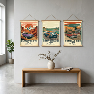 Plymouth GTX 1971 Poster — Vintage Muscle Car Red Rock Canyon Print