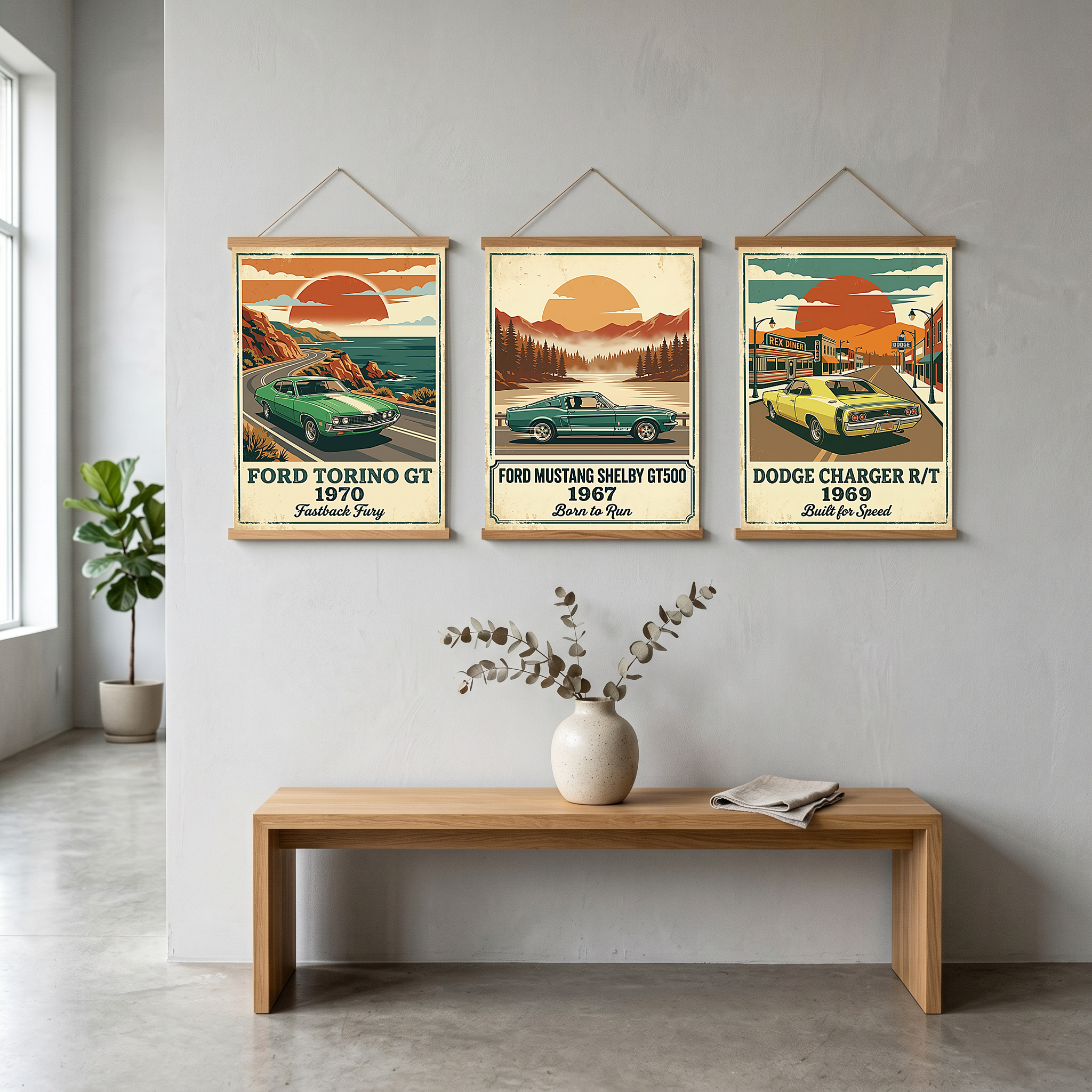 Ford Torino GT 1970 V2 Poster — Vintage Muscle Car Pacific Coast Curve Print