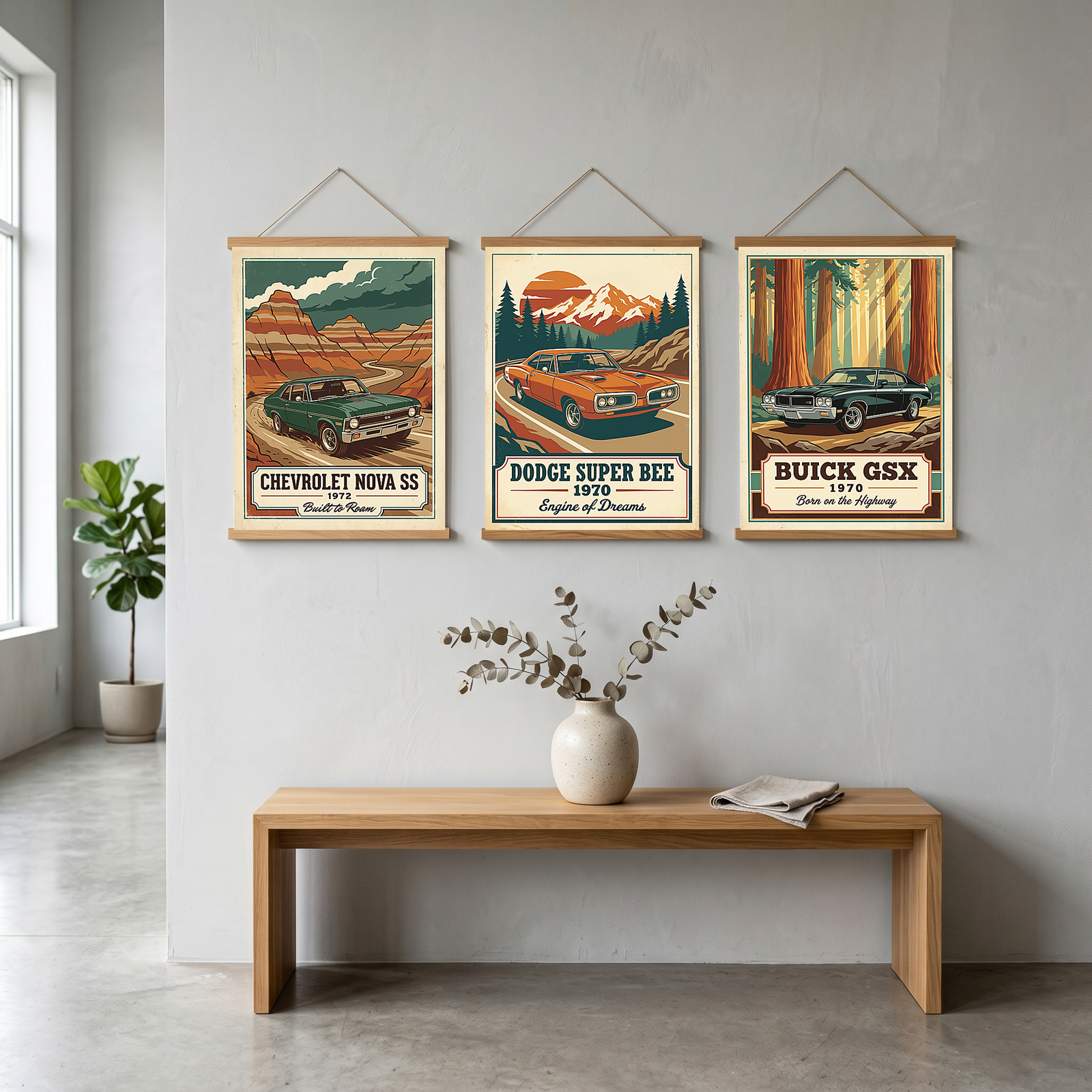Chevrolet Nova SS 1972 V3 Poster — Vintage Muscle Badlands Canyon Print