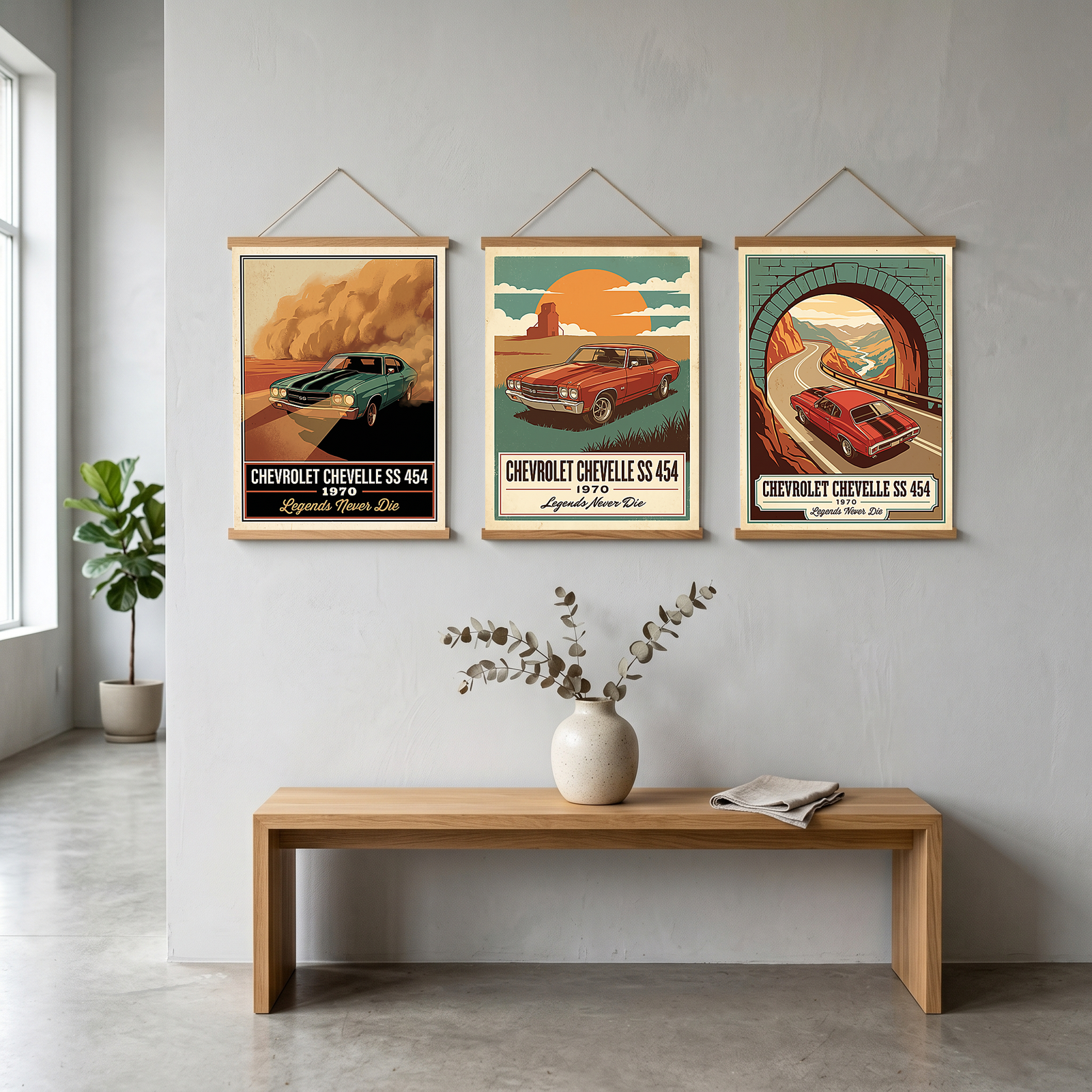 Chevrolet Chevelle SS 454 1970 V7 Dust Storm Poster — Vintage Muscle Car Action Print