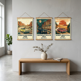 Plymouth Road Runner 1968 Poster — Vintage Muscle Car Monument Valley Print