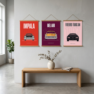 Chevrolet Impala 1958 Minimalist Poster — Red Classic Muscle Line Art