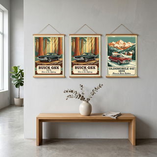 Buick GSX 1970 V2 Poster — Vintage Muscle Redwood Forest Light Beam Print